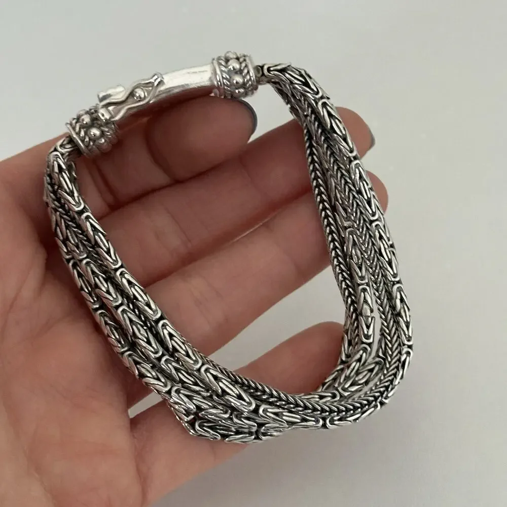 Vintage Silpada 925 Sterling Silver Chunky Five Strand Rows Byzantine Bracelet